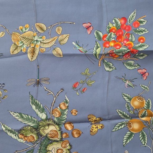 J. McLaughlin Blue and Multicolor Garden Theme Silk Scarf.  NWT - Picture 3 of 8